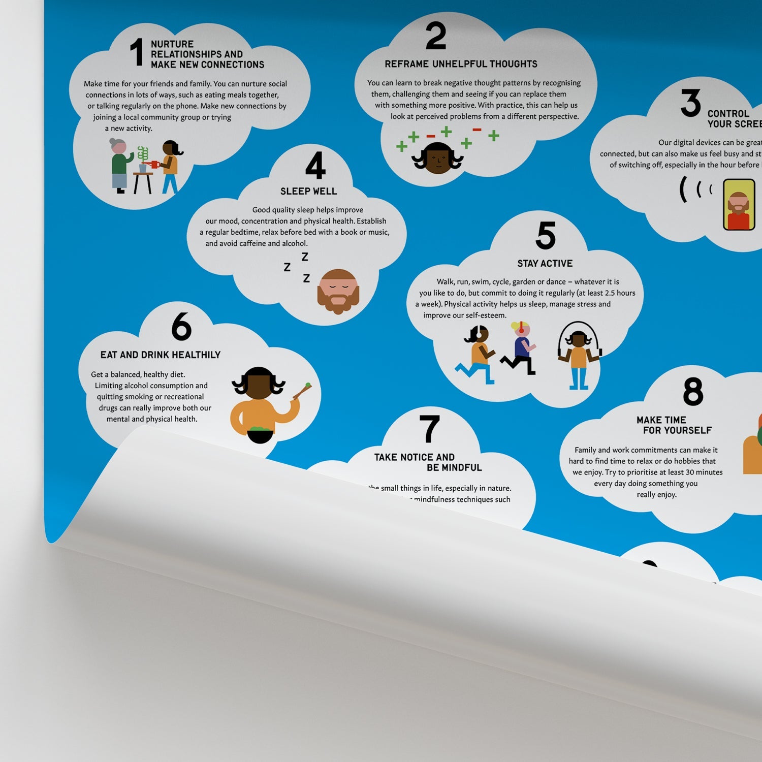 10 Steps to Improve Mental Wellbeing Chart / Poster - Part of Collection
