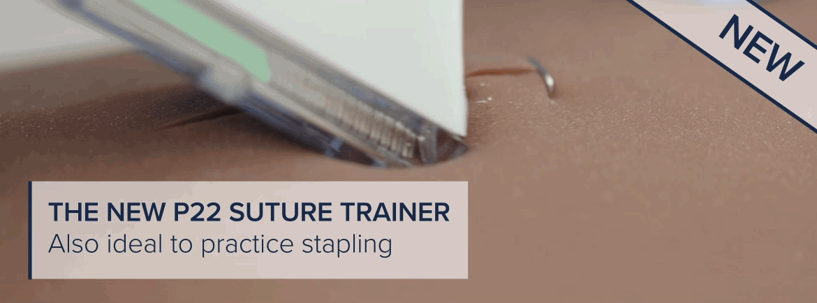 Stapling practice on the skin suture trainer