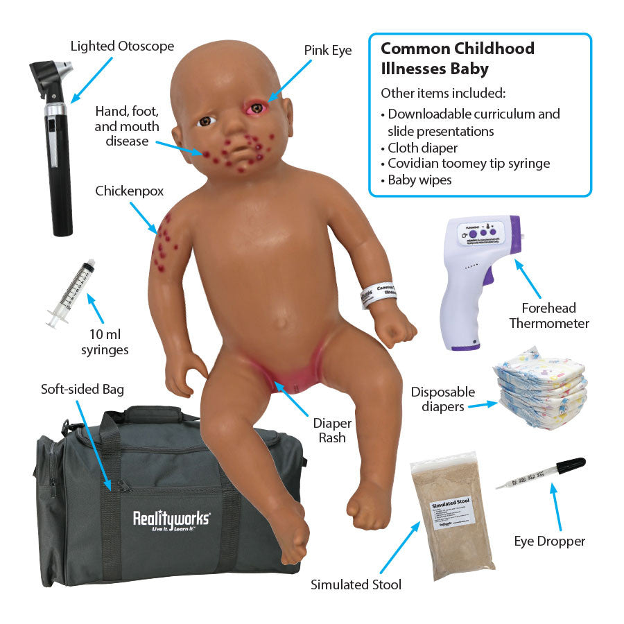 Accessories included in the Common Childhood Illness Baby