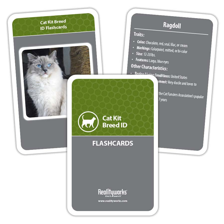 Cat Kit Flashcards containing 21 different Cat Breeds
