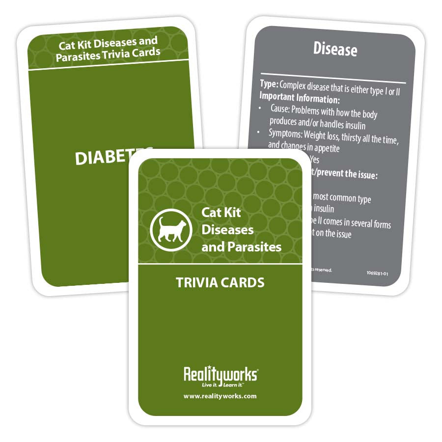 Cat Kit Trivia Cards containing 15 diseases and parasites