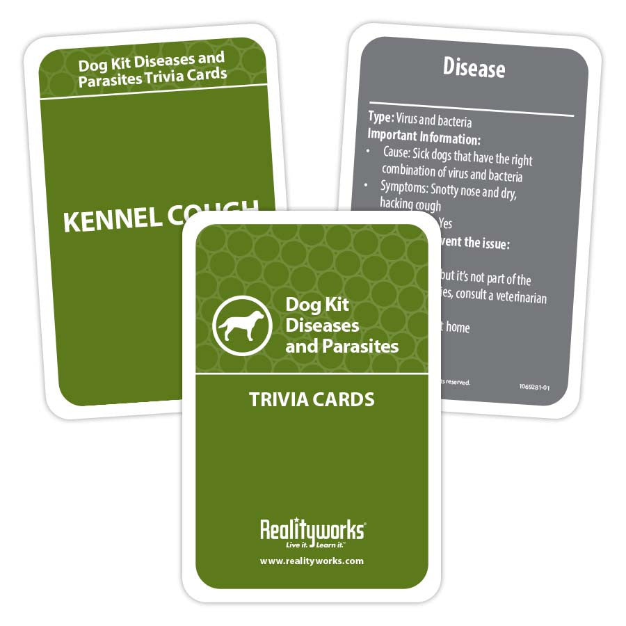 Dog Kit Trivia Cards covering canine diseases and parasites