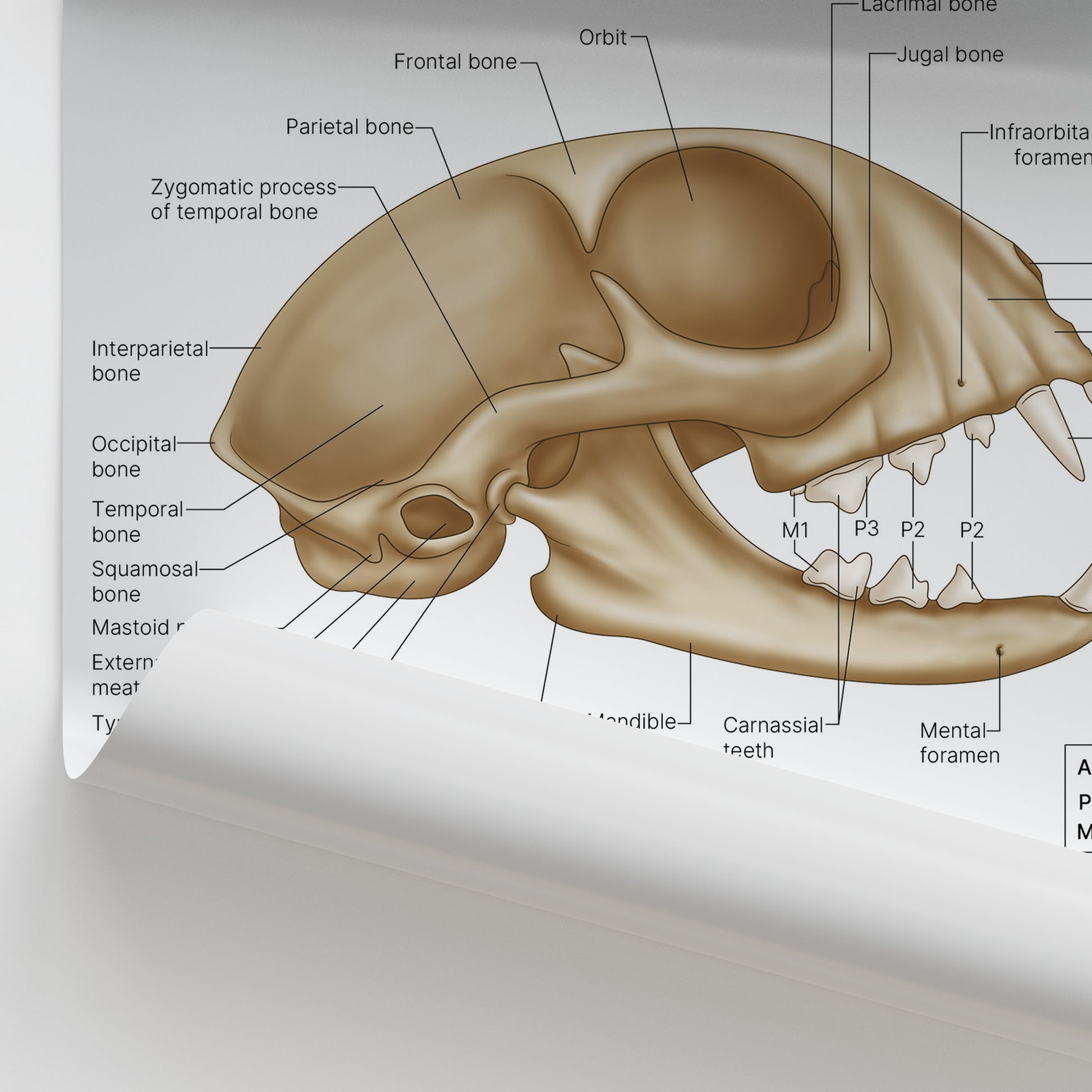 Feline Skull Anatomy Print (Small 20 x 25 cm)
