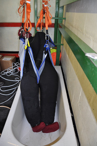 Filled Bariatric Suit Lifted with Hoist