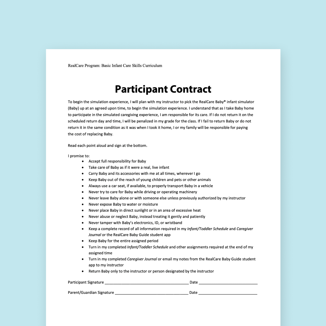 Participant Contract