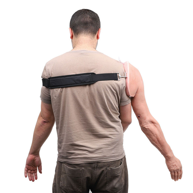 Posterior view wearable haemorrhage control arm trainer