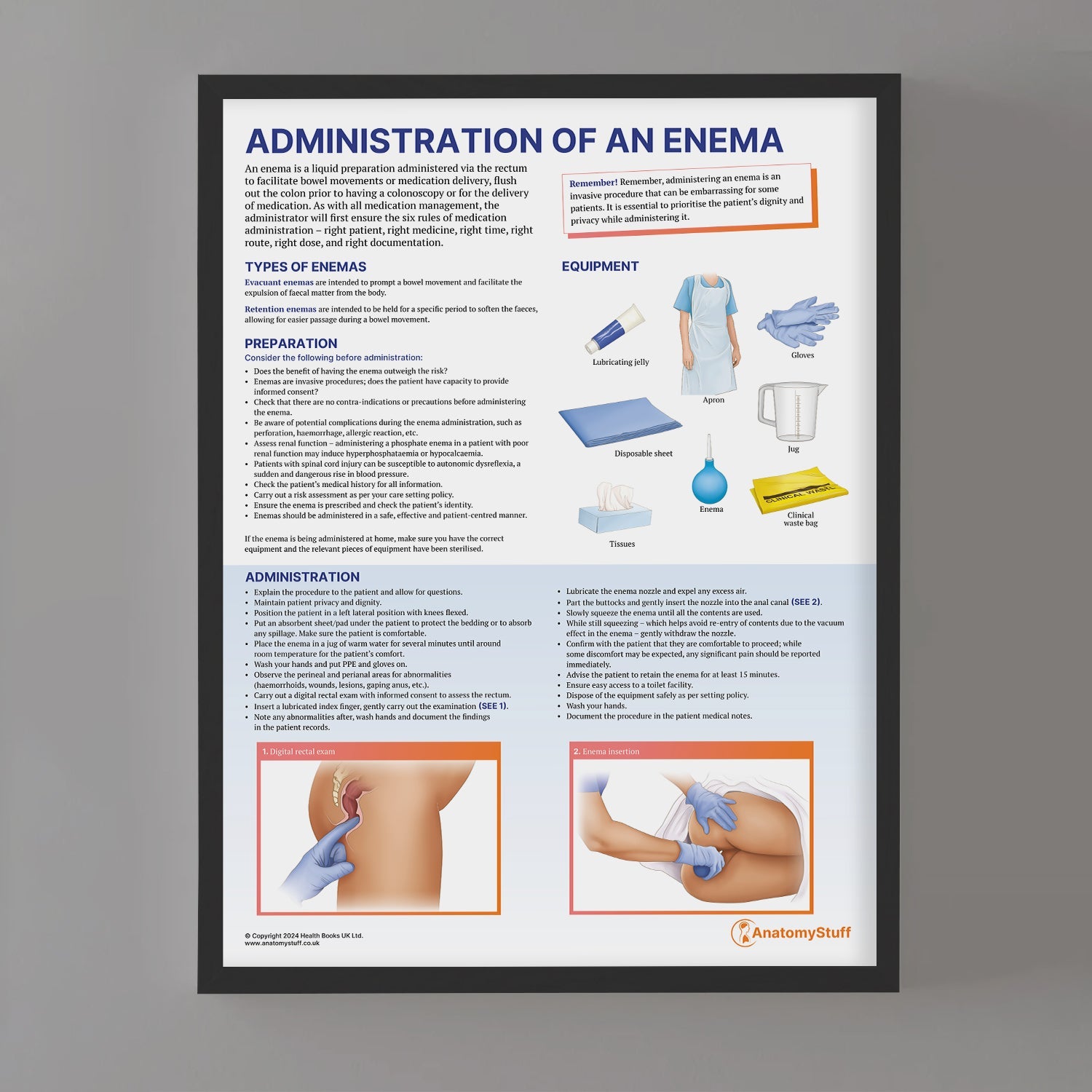 Administration of an Enema Chart / Poster - Part of Collection