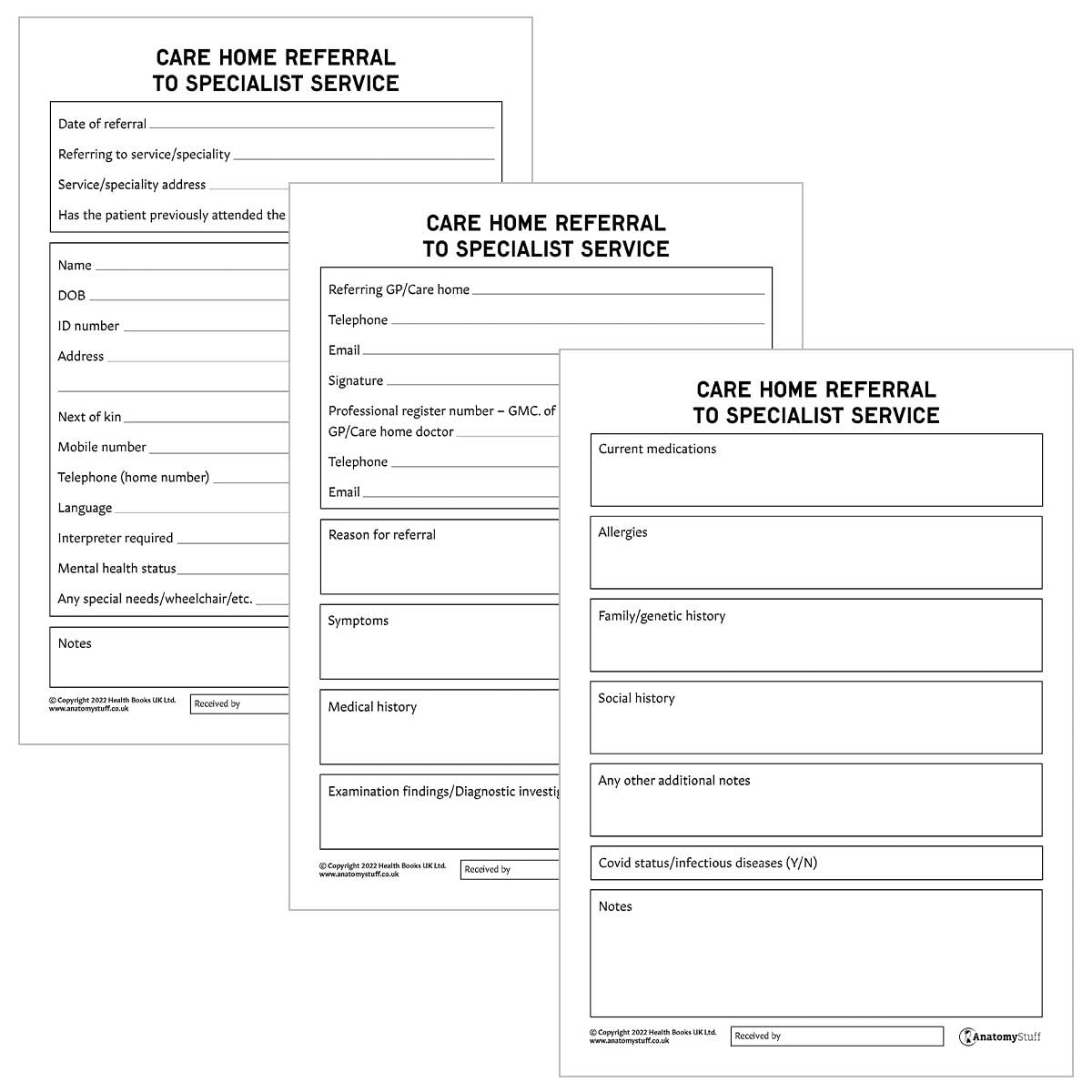 Care Home to Specialist Service Referral Forms (Printable PDFs)