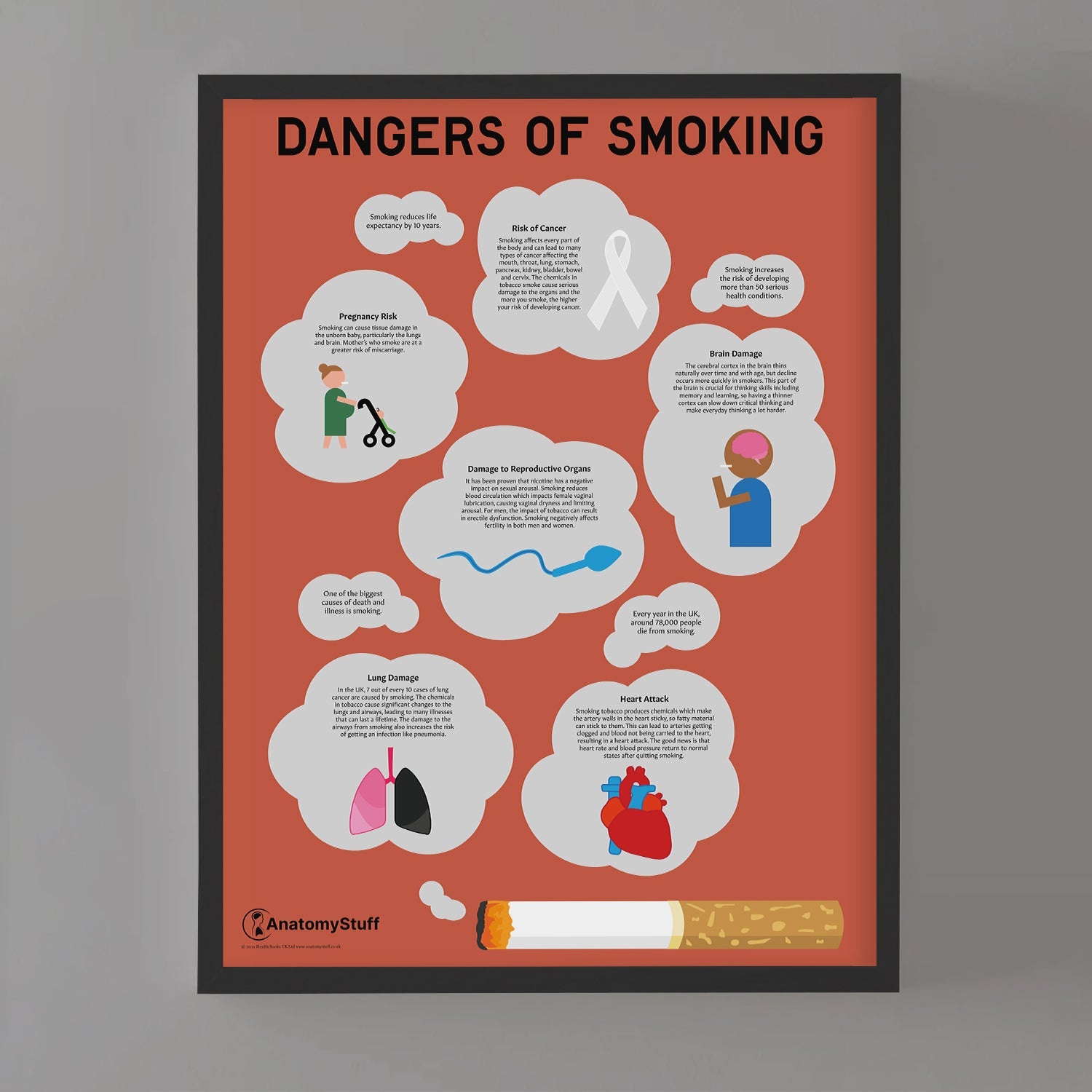 Dangers of Smoking Chart / Poster