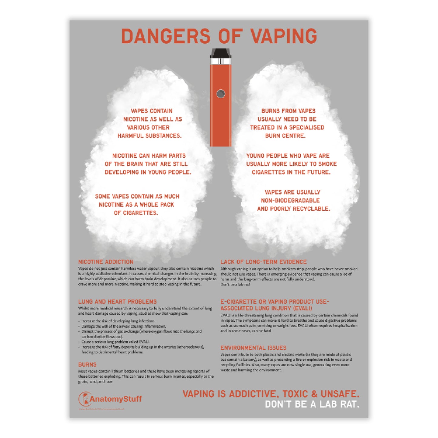 Dangers of Vaping Chart / Poster