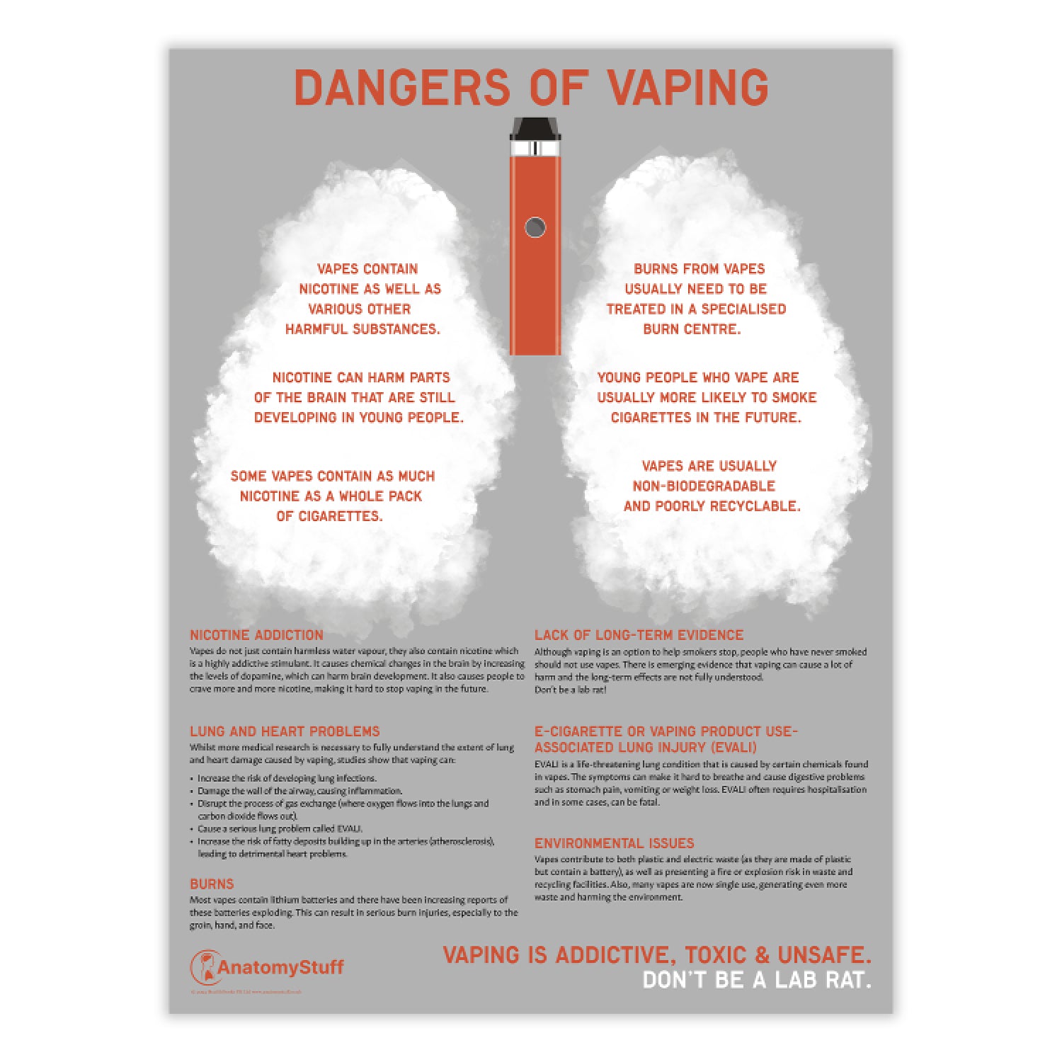 Dangers of Vaping Chart / Poster