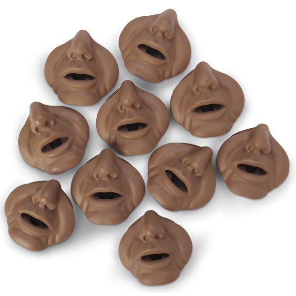 Replacement Mouth/Nose Pieces for "Fat Old Fred" Bariatric CPR Manikin (Dark Skin Tone, 10 pack)