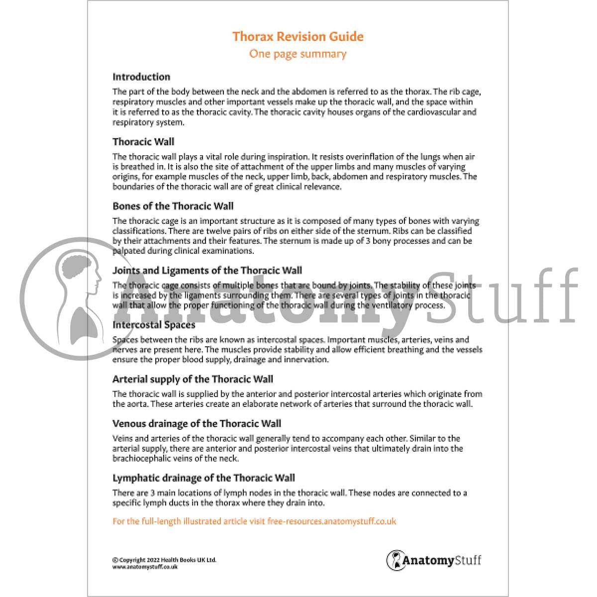 Thorax Revision Guide (One Page Summary)