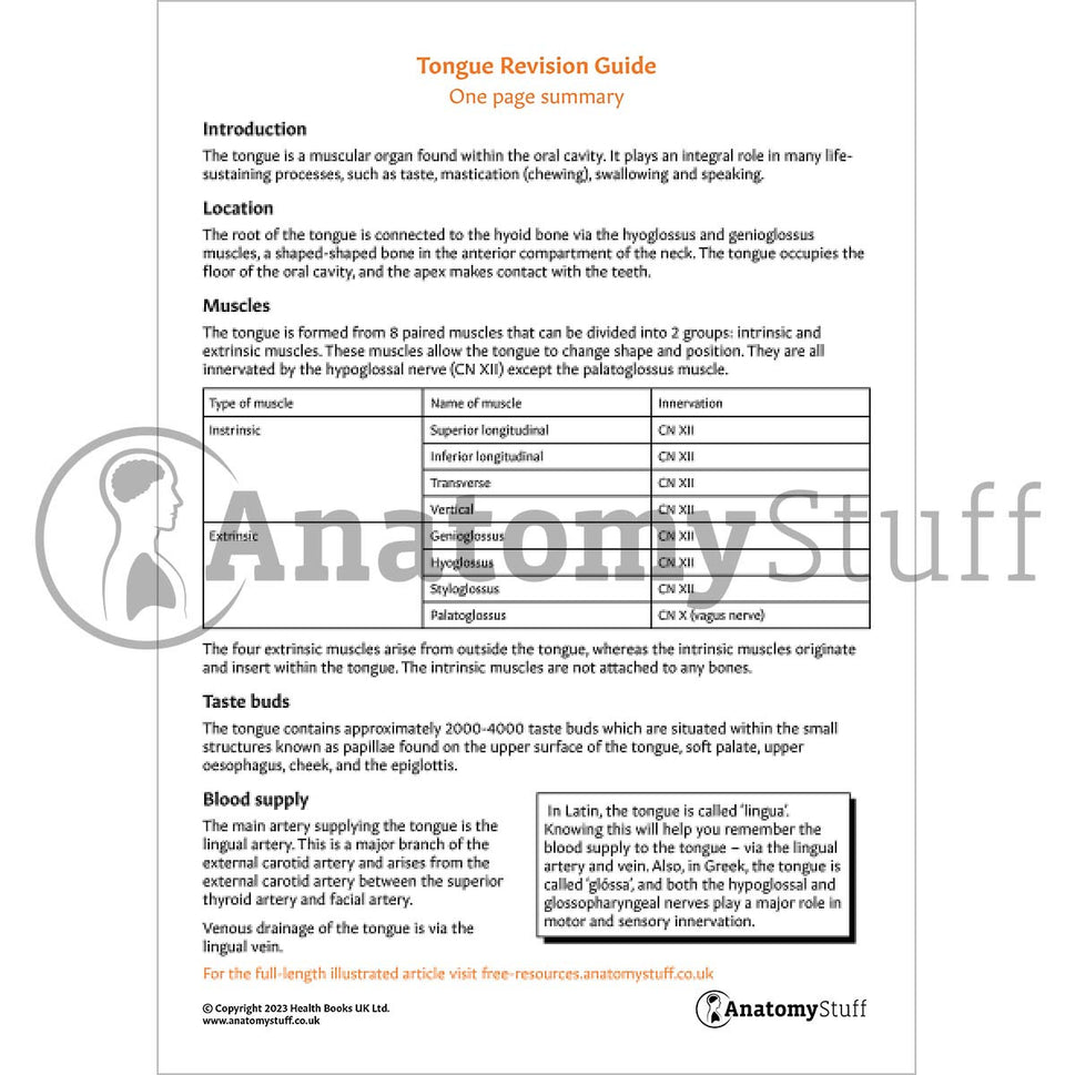 Tongue Revision Guide (One Page Summary)