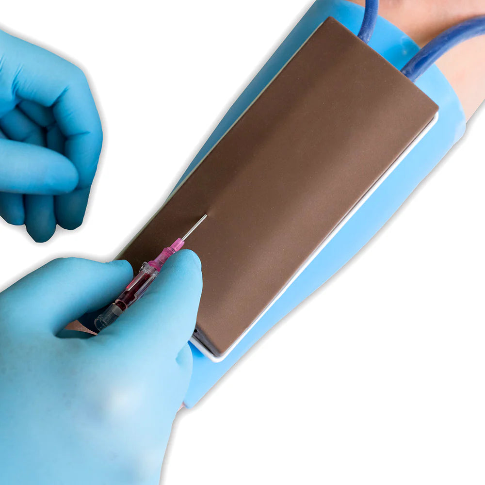 VATA1011 Wearable Two-Vein IV Access Trainer Dark Pad in use
