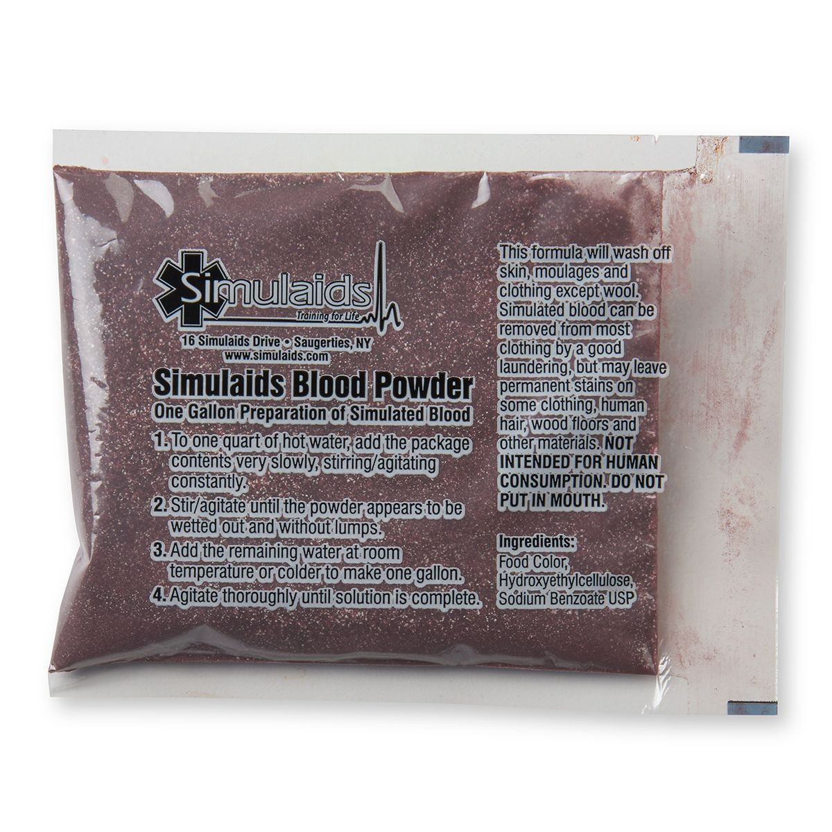 Simulaids simulated blood powder for IV training arm