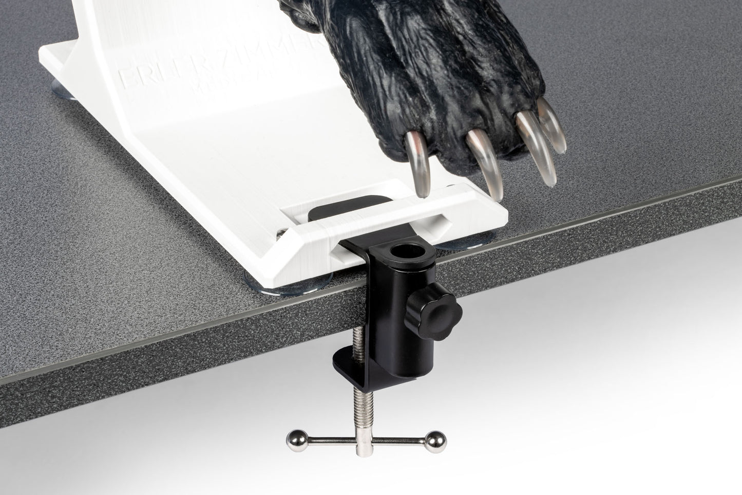 Canine Claw Trimming Trainer VET4760 stand clamped onto surface