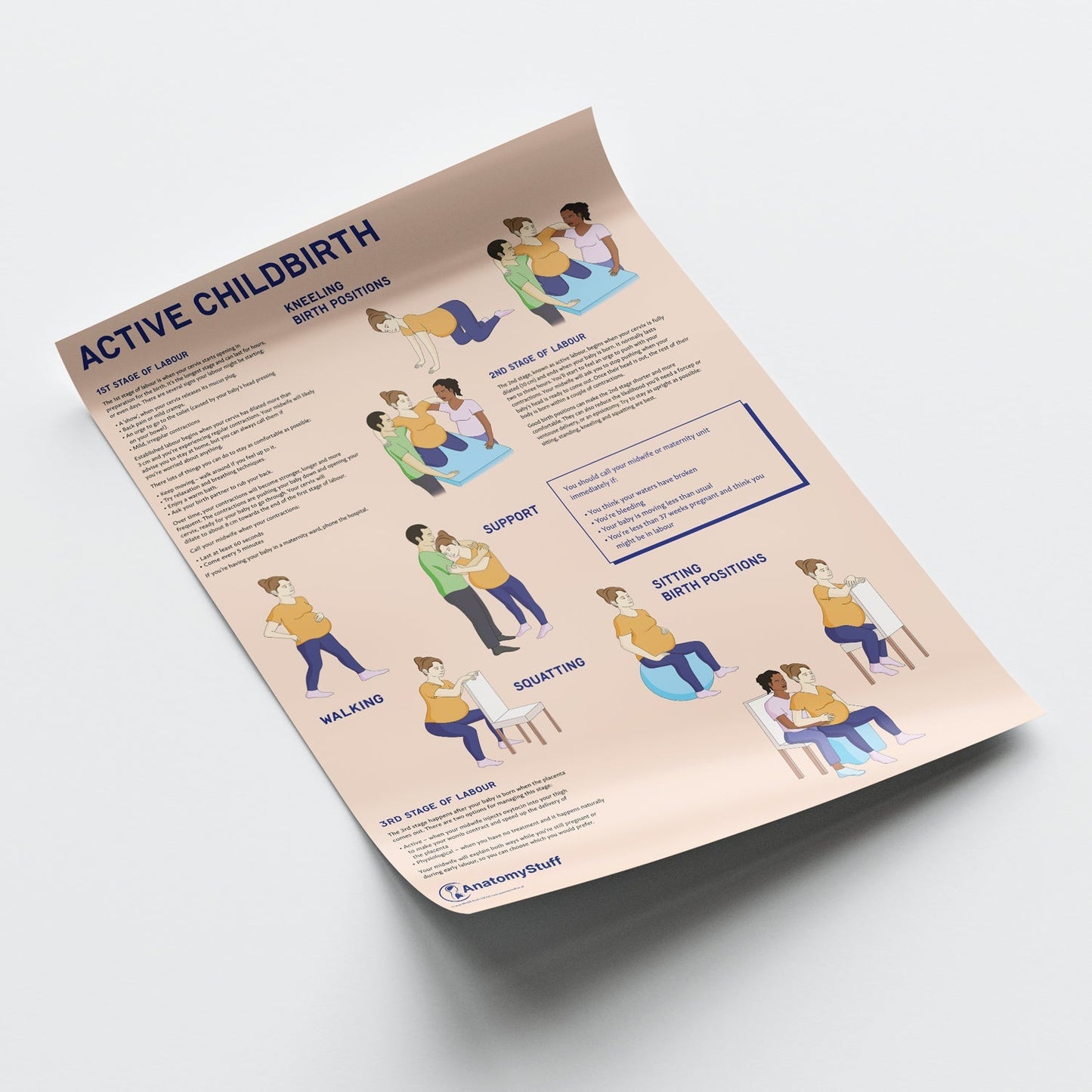 Active Childbirth (Positions for Labour) Chart / Poster - Part of Collection