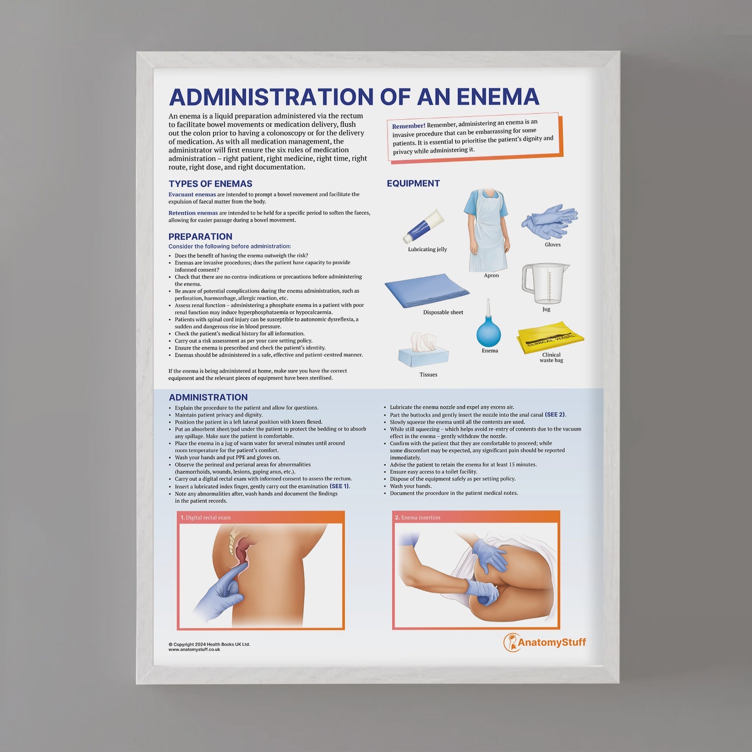 Administration of an Enema Chart / Poster - Part of Collection