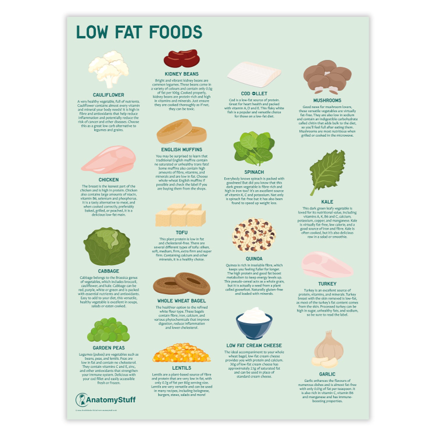 Low Fat Foods Poster | Healthy Low Fat Foods | AnatomyStuff