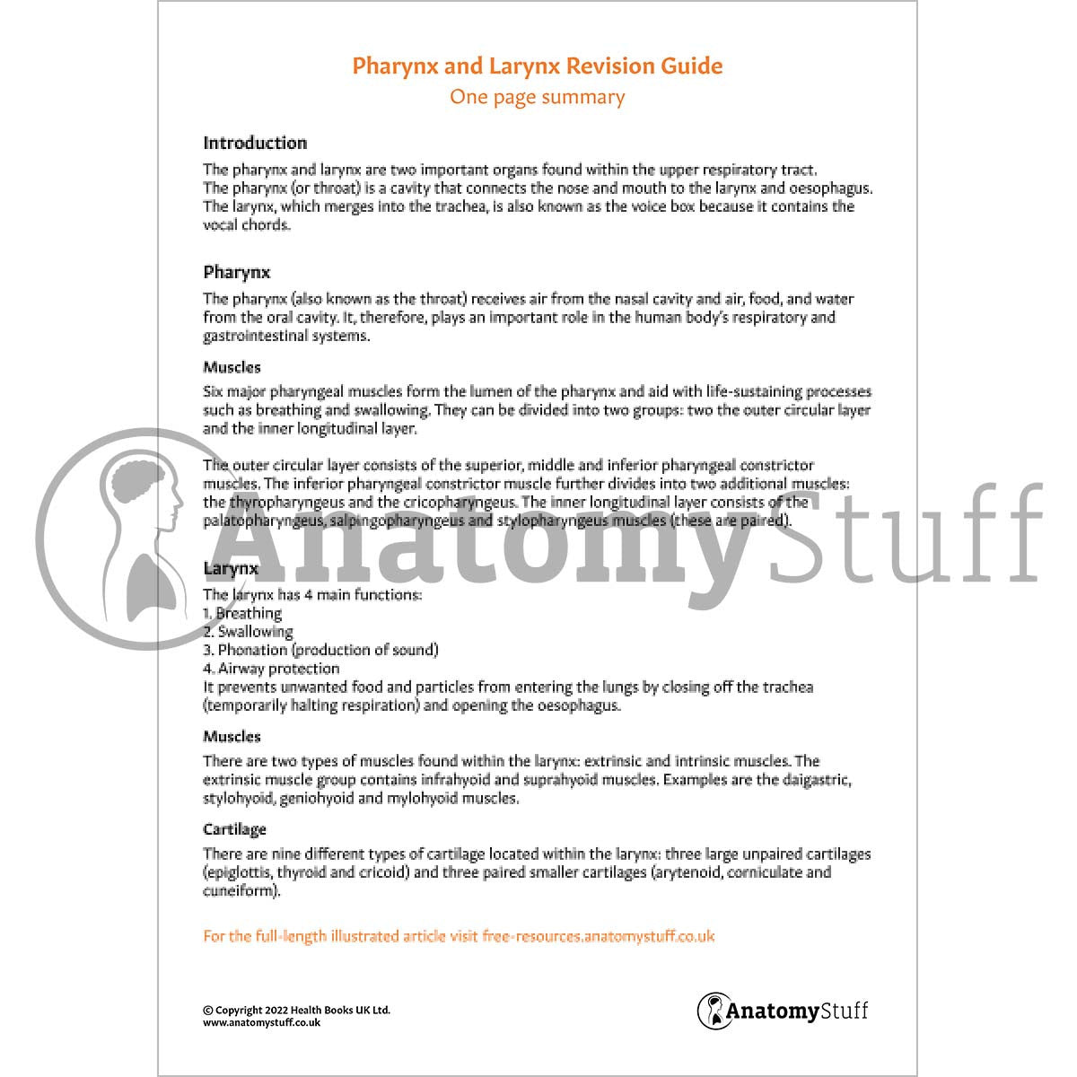 Pharynx & Larynx Revision Guide (One Page Summary)