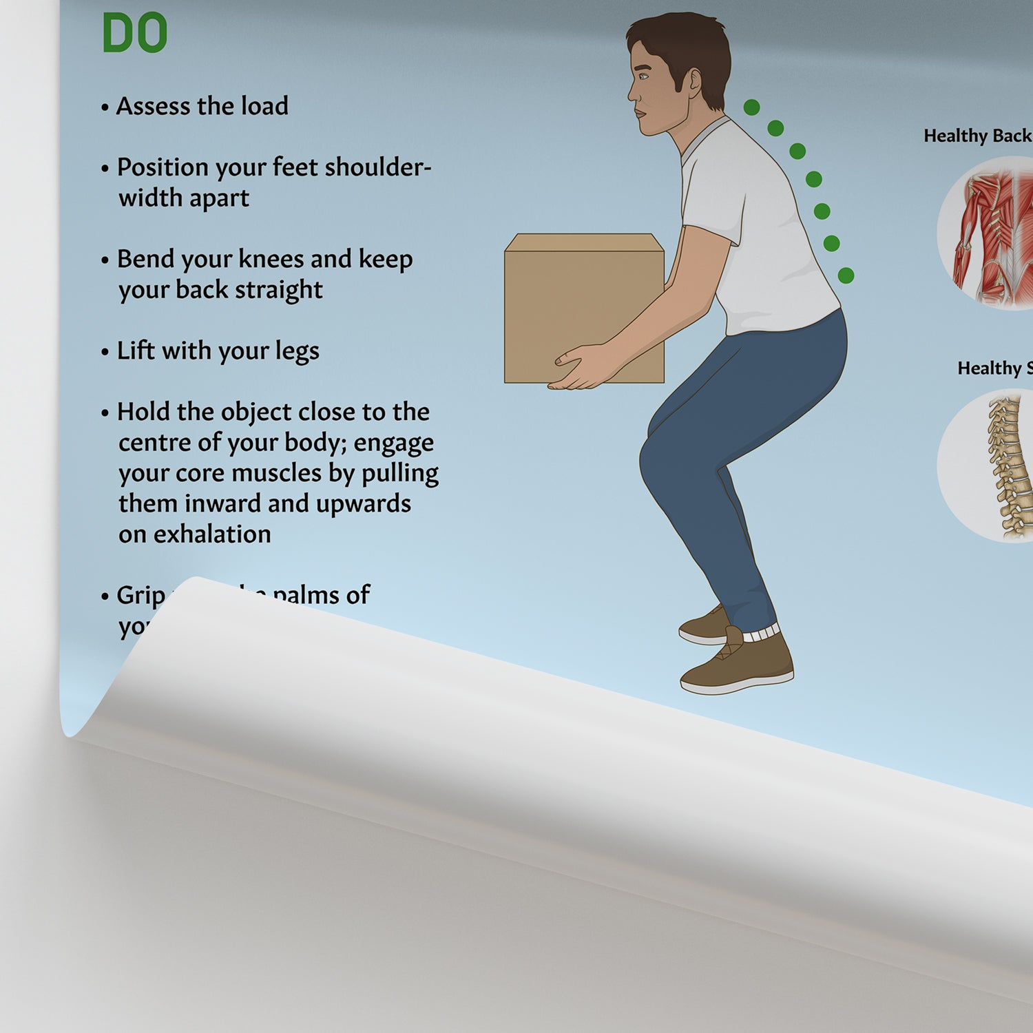 Top Tips For Safe Lifting Poster | Manual Handling Chart – AnatomyStuff