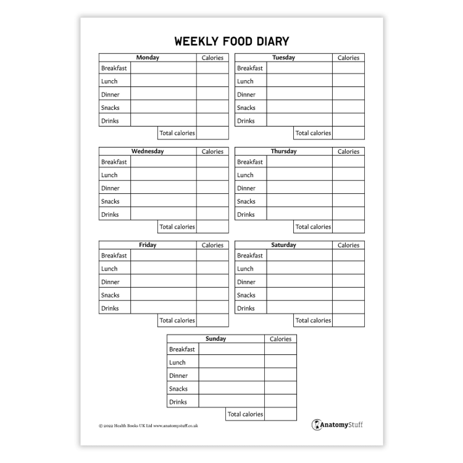 Food Diary (Printable PDF)